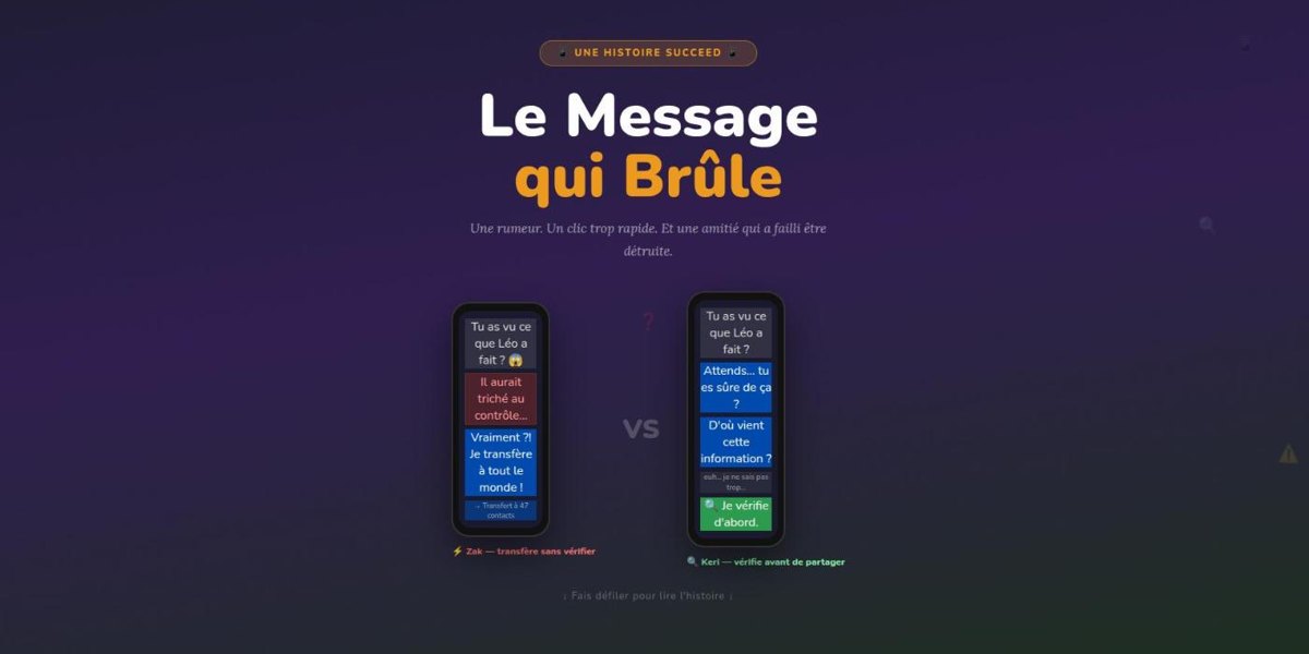 Écran d'accueil de l'histoire Le Message qui Brûle